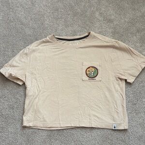 Smartwool Women's Light Beige Cropped Crew Neck Tee